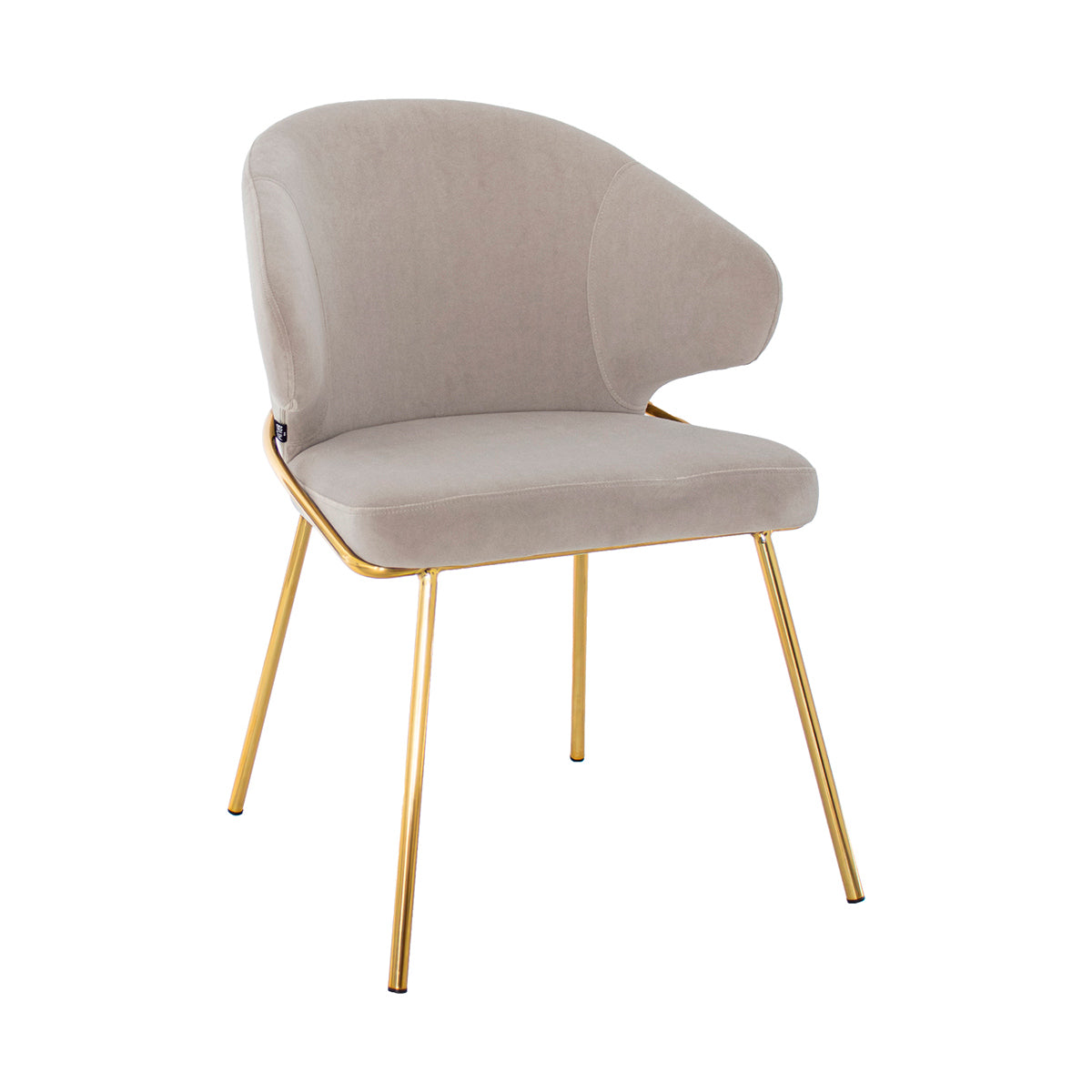 Silla Palma taupé fondo blanco vista en perspectiva frontal