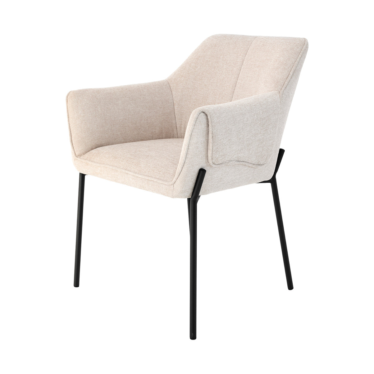 Silla Toronto pata negra color beige fondo blanco vista en perspectiva frontal