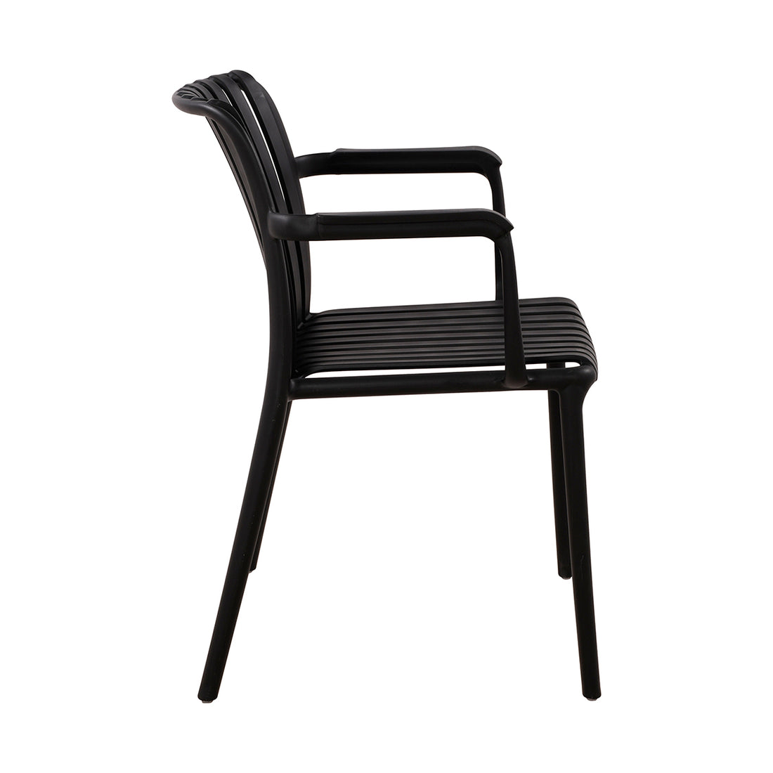Silla de exterior Menorca negro fondo blanco vista lateral