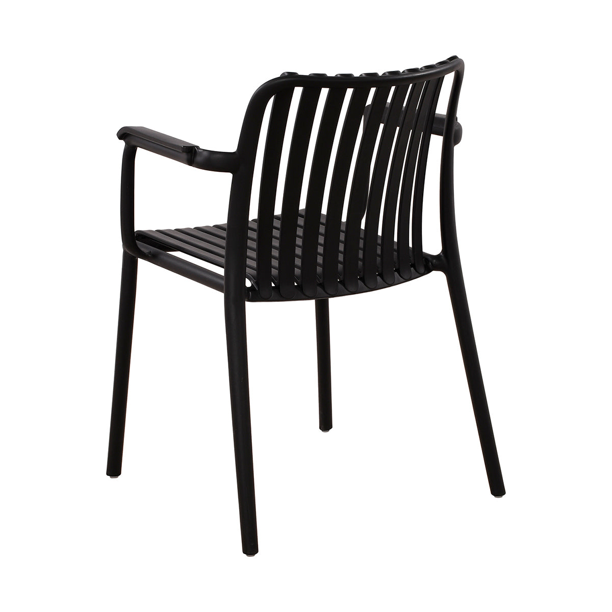 Silla de exterior Menorca negro fondo blanco vista en perspectiva trasera
