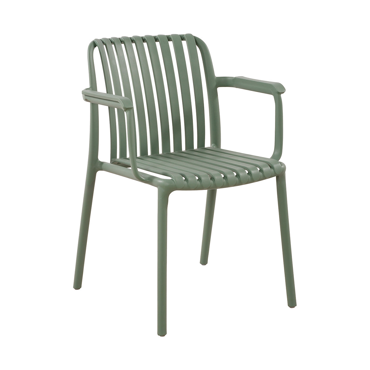 Silla de Exterior Menorca verde fondo blanco vista en perspectiva frontal