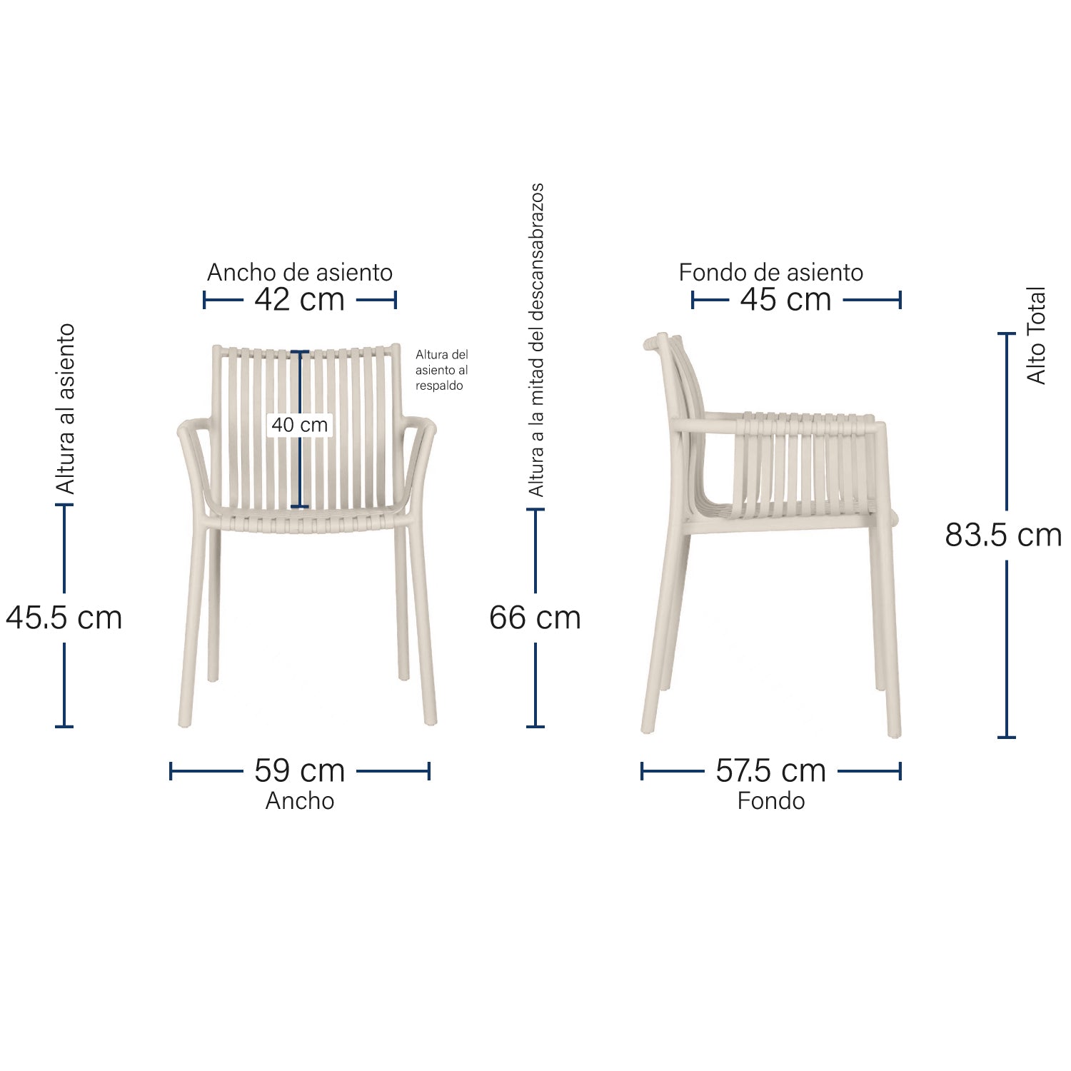SILLA EXT PALMA BEIGE MEDIDAS