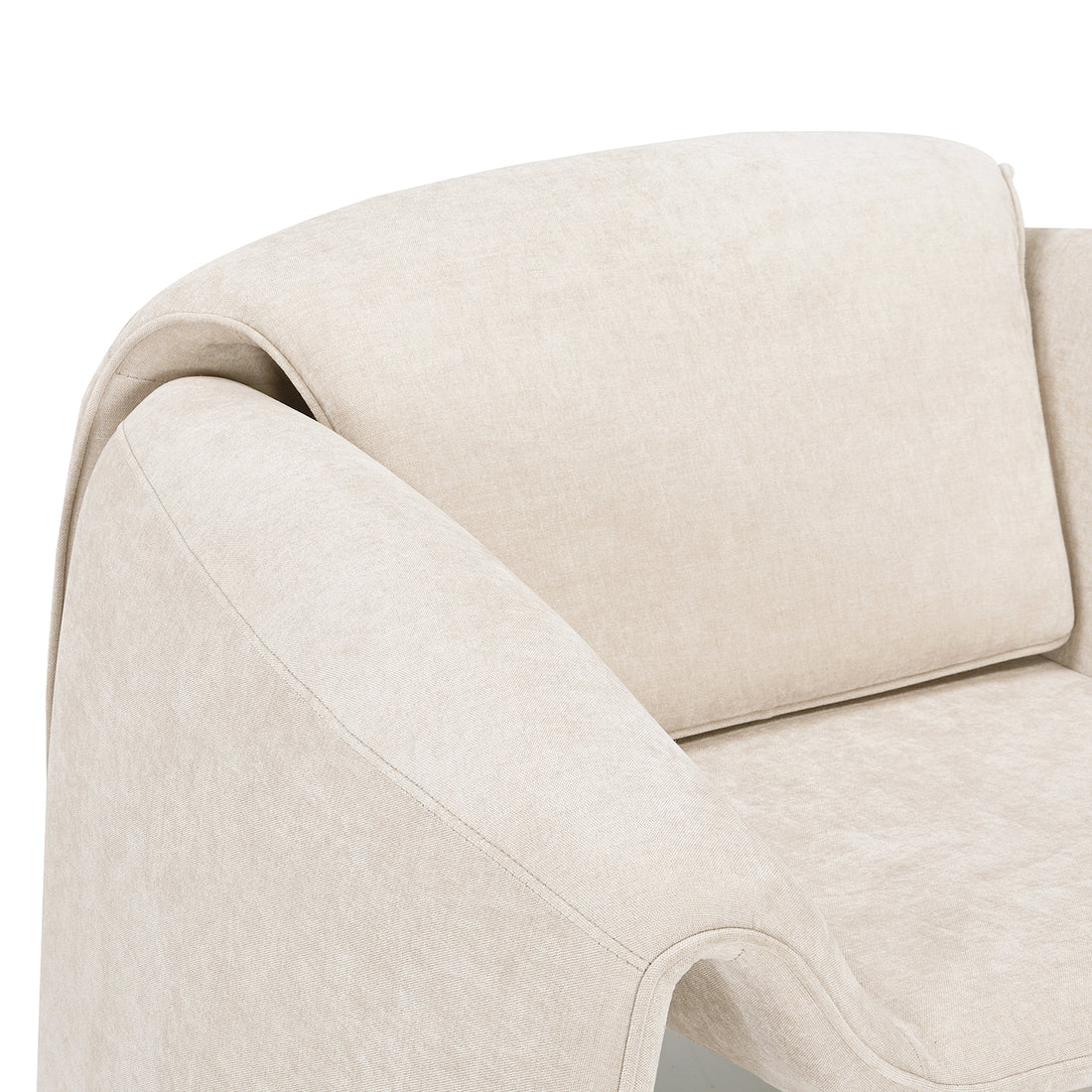 Sillón Melbournee Beige Vista en Perspectiva Cercana a la Vista Superior