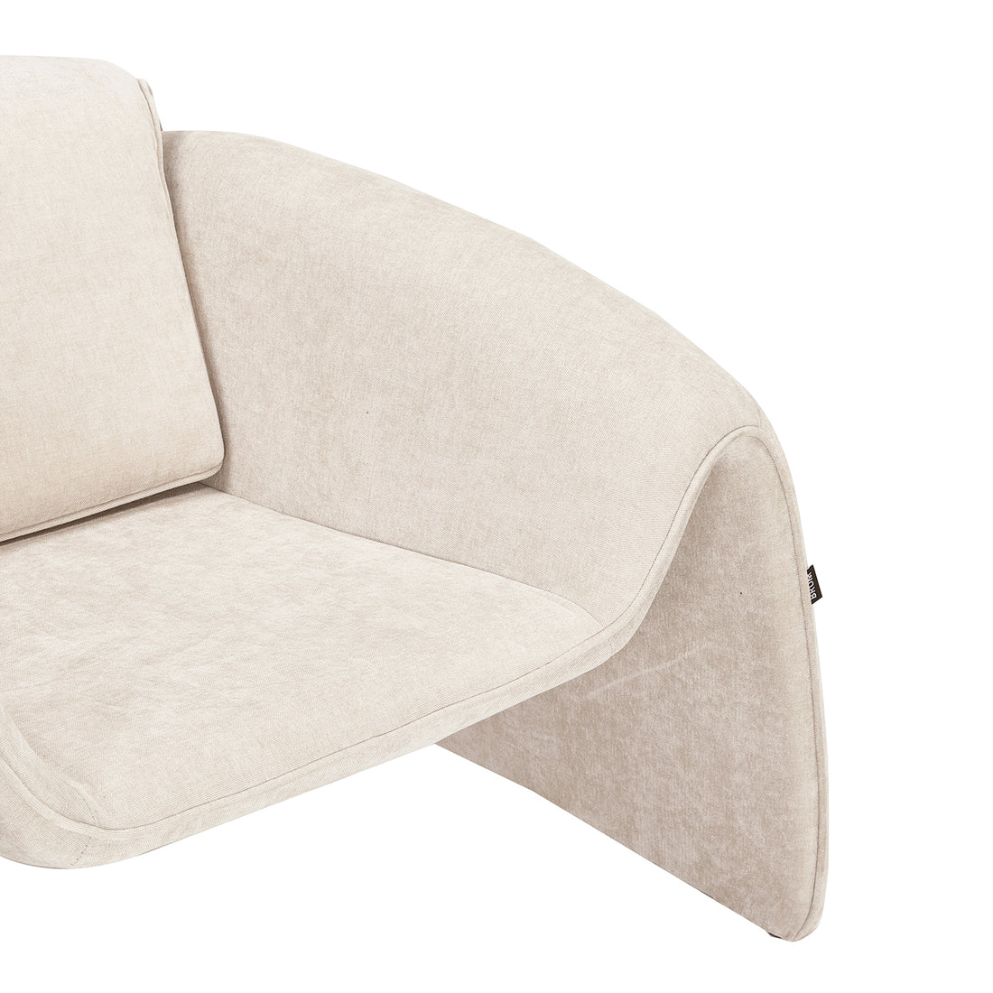 Sillón Melbournee Beige Vista en Perspectiva Cercana de la Esquina Inferior