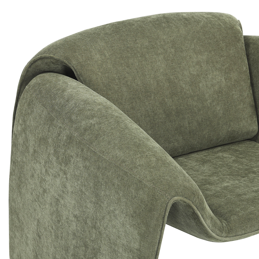 Sillón Melbournee Verde Vista Cercana en Perspectiva