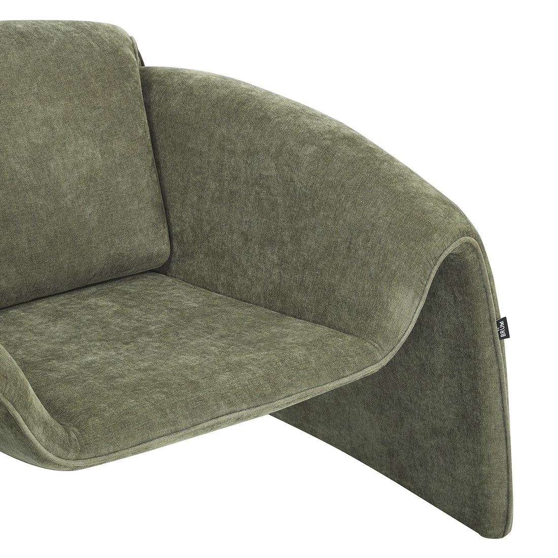 Sillón Melbournee Verde Vista en Detalle en Perspectiva Cercana