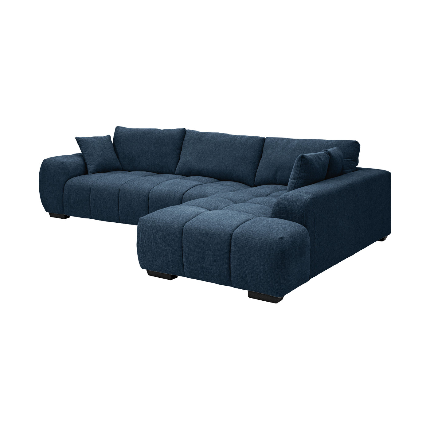 Sofá Modular Croaciaa — SOFÁ CORACIAA DER AZUL VISTA EN PERSPECTIVA PRONUNCIADA