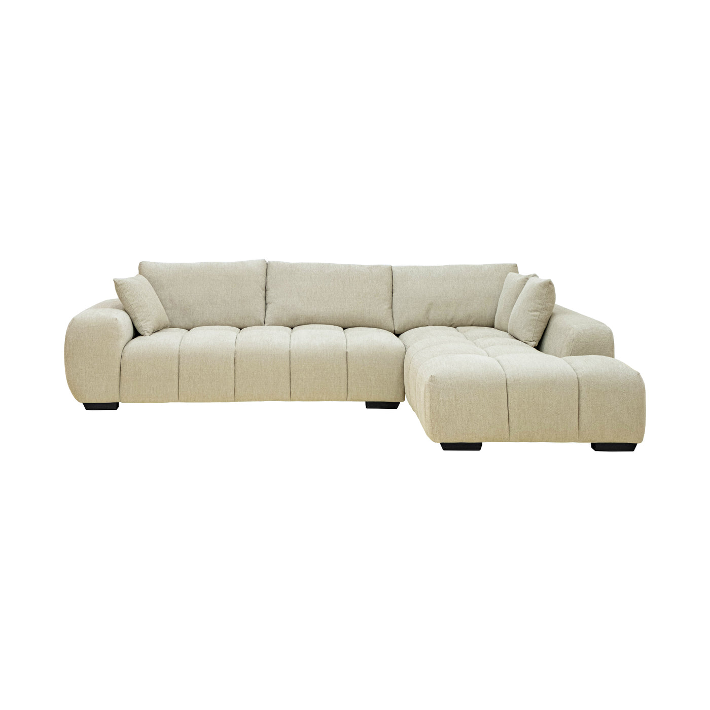 Sofá Modular Croaciaa — SOFÁ CORACIAA BEIGE DER VISTA FRONTAL