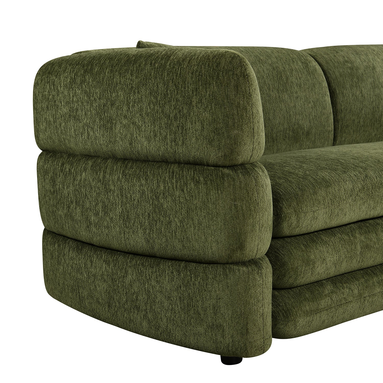 Sofá Utah 2 Plzs Verde Vista en Perspectiva de la zona lateral