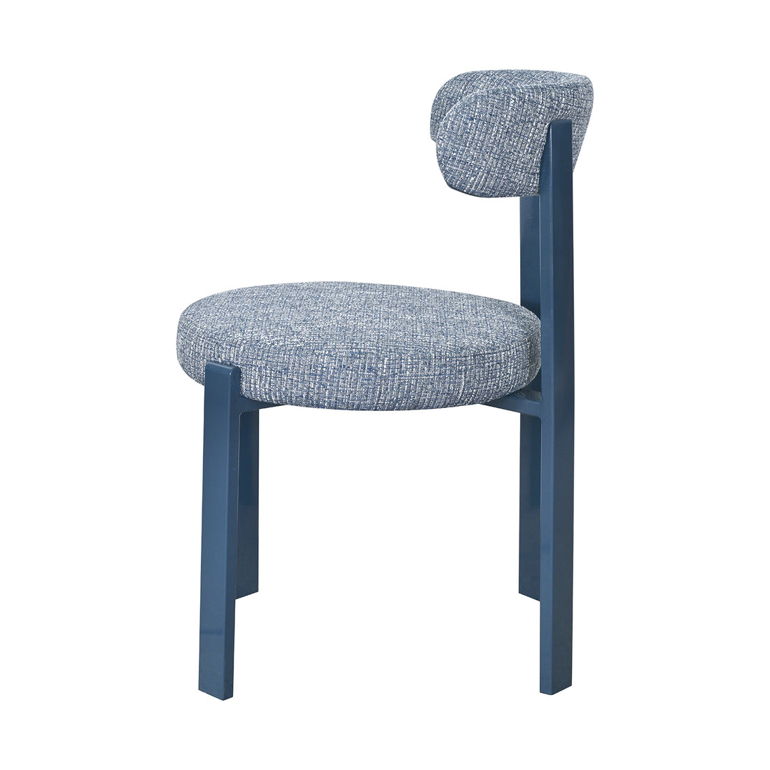 Silla Florida Azul Vista Lateral en Fondo Blanco
