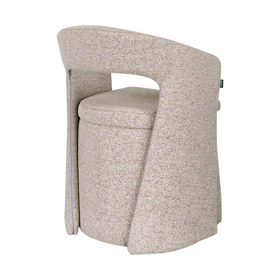Silla Pavia gris con fondo blanco vista en perspectiva trasera