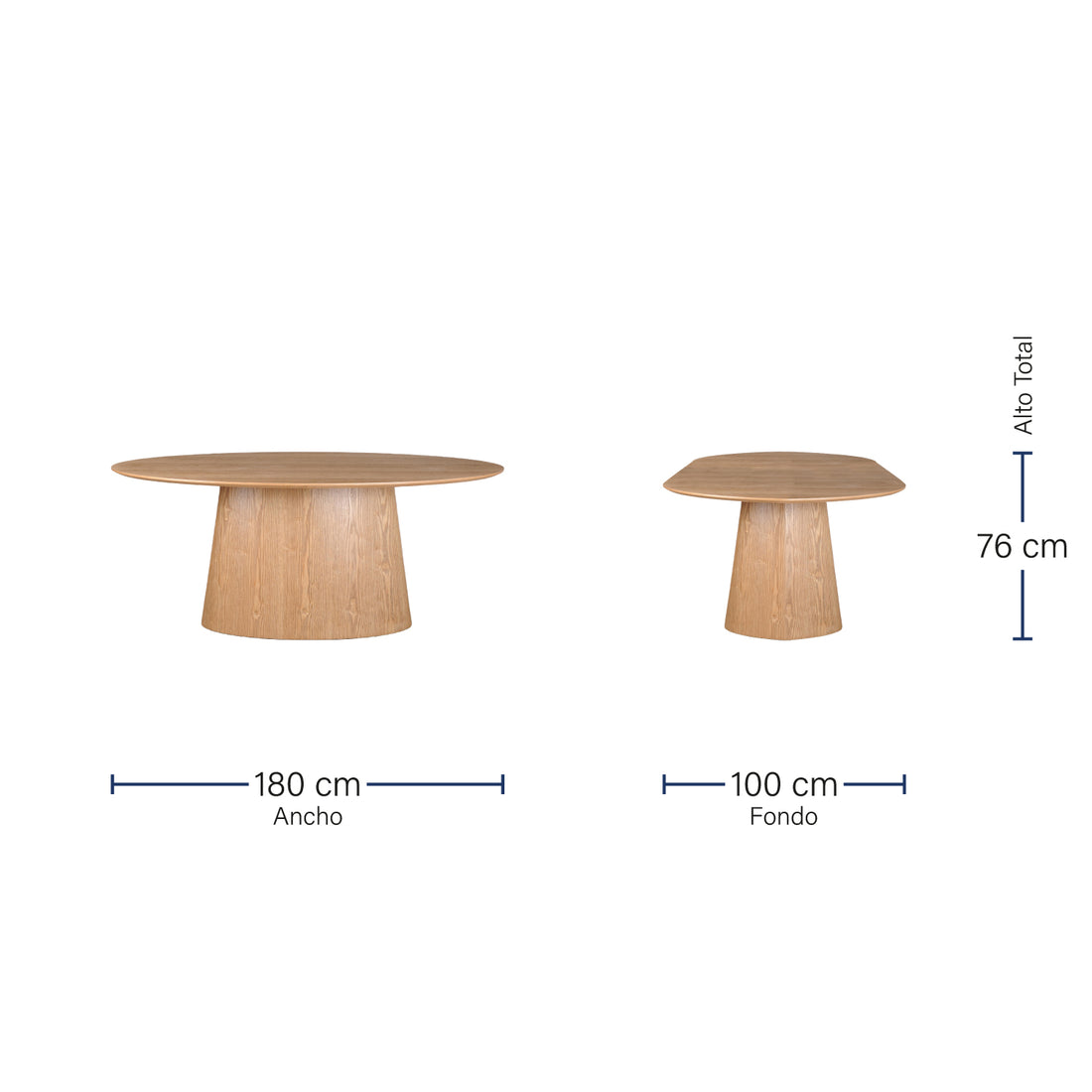 Mesa de Comedor Tokio Natural Vista Superior