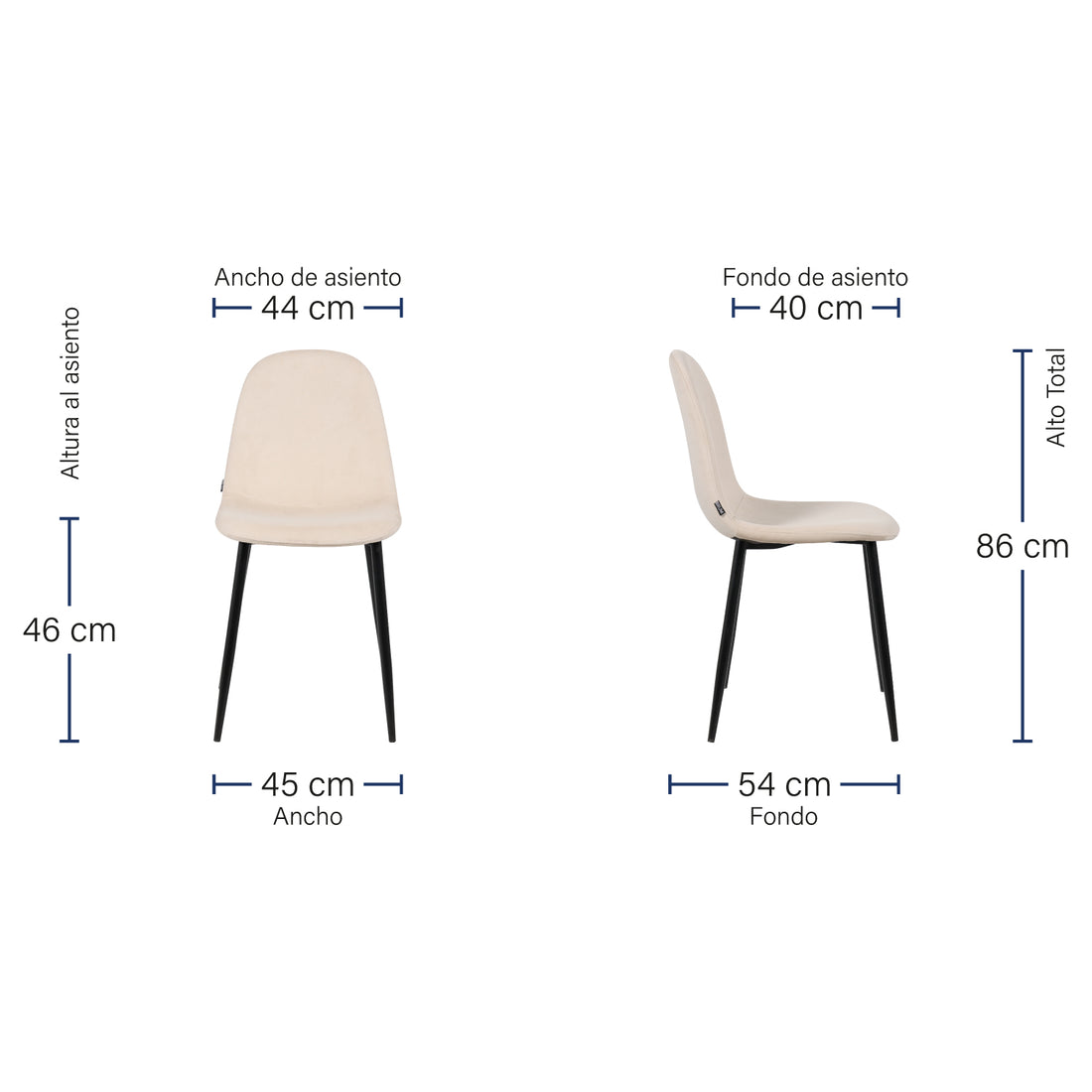 Silla Venecia Velvet Medidas