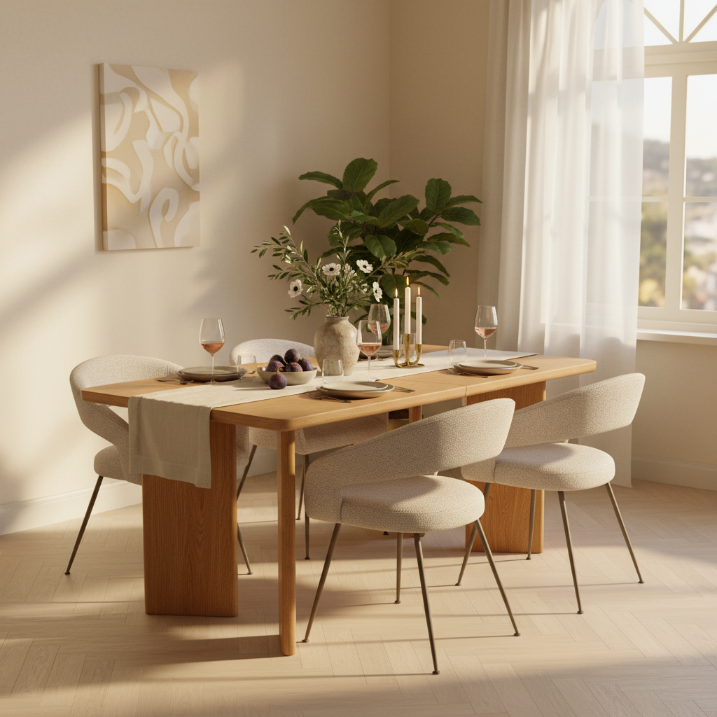 Mesa de Comedor Oslo en comedor con Silla Matera, foto ambientada