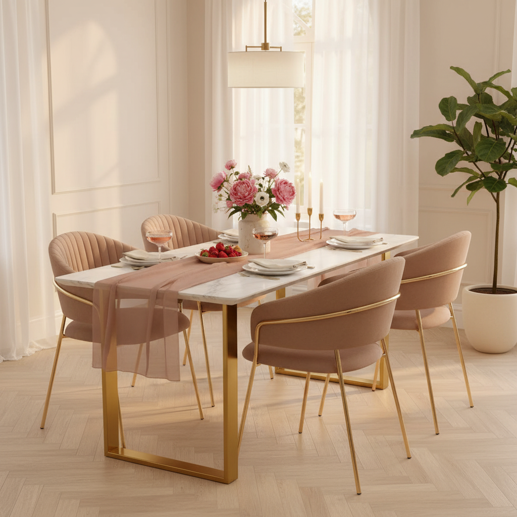 Silla Bilbao en comedor con velas, foto ambientada