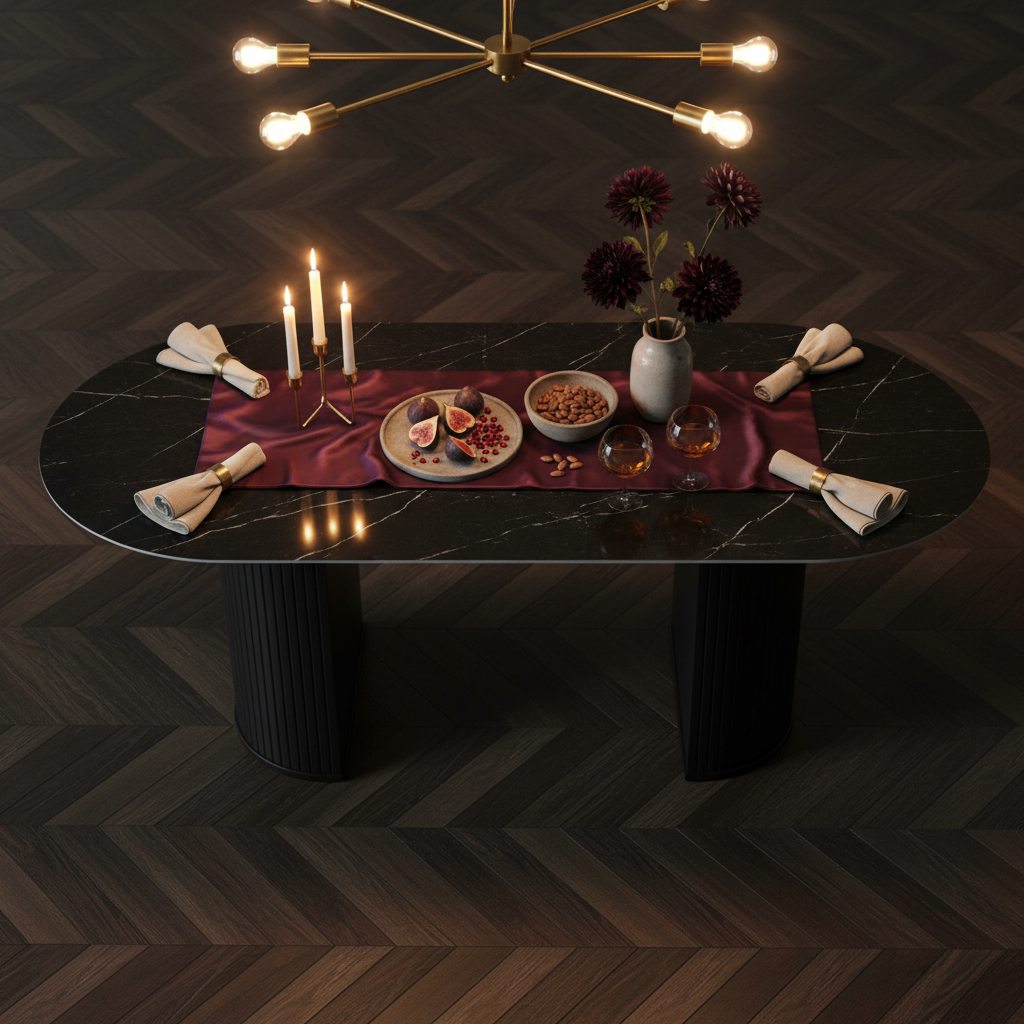 Mesa de Comedor Dubrovnik, vista aérea de detalle en mármol