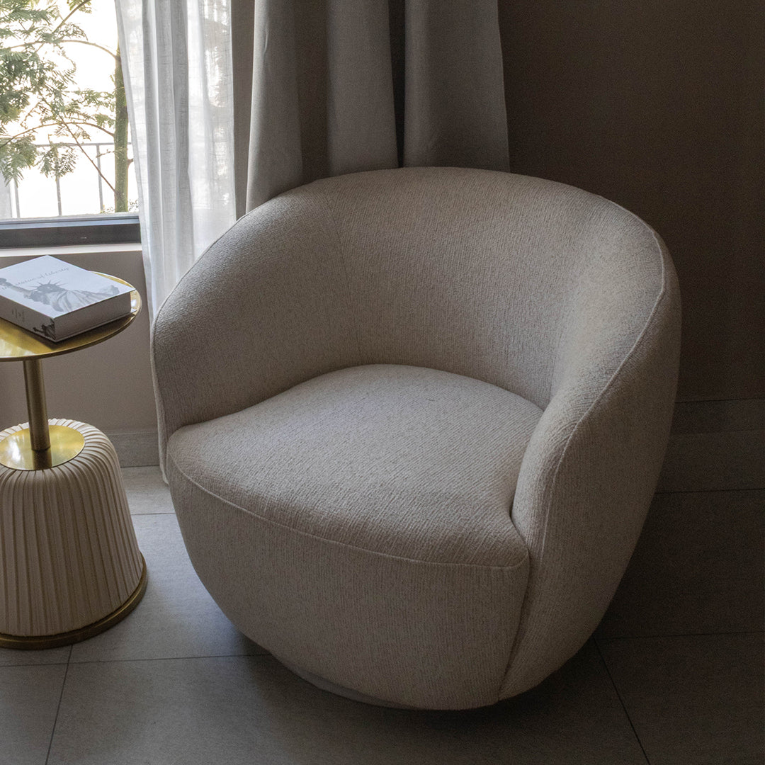 Sillon Giratorio Biarritz Beige Vista en Perspectiva